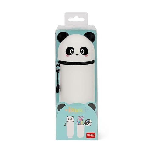 Legami - Estuche escolar Kawaii 2 en 1 de silicona blanda, tema Panda, portabolígrafos de mesa, cremallera, lápices de colores rotuladores, H 18,5 cm thumbnail 5