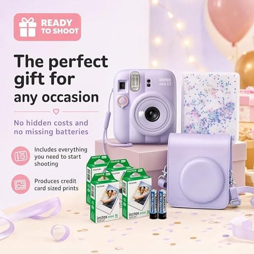 Fujifilm Instax Mini 13 Instant Camera Frost Blue + Fuji Film Value Pack (40 Sheets) + Tudak Accessories Bundle, Incl. Compatible Carrying Case, Quicksand Beads Photo Album 64 Pockets thumbnail 8