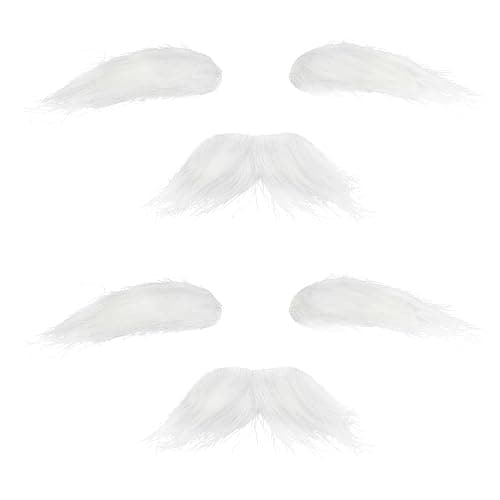 Old Man Mustache and Eyebrows 100 Days of School Grandpa Fake Beard Mustaches for Halloween Party - Image 1