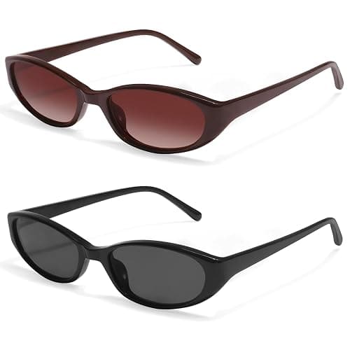 GUVIVI Retro Oval Sunglasses for Women 2026 90s Small Chic Cat Eye Sun Glasses Sunnies Lightweight Shades - Image 1