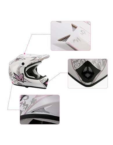 TCT-MOTORPARTS DOT Youth Kids Dirt Bike Full Face Helmets Motocross ATV Offroad Four Wheeler Helmet Pink Butterfly Small Size thumbnail 9