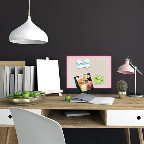 Linen Bulletin Board,10.2"x14.2" Pink Wood Frame Bulletin Boards,Beige Linen,Small Pin Board for Home Kitchen Office Decorative(PK-2636) thumbnail 7