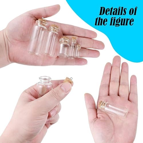 Geiserailie 45 Pcs Mini Glass Bottles with Cork Stoppers Spell Jar Mini Glass Vials Potion Bottles Clear Wishing Jars with 50 Eye Screws 3 Funnels for Party Favors DIY Art Crafts Decoration, 5 Sizes thumbnail 4