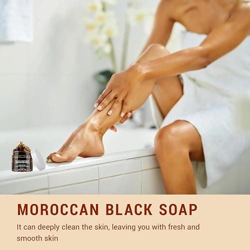 atnayo 2 Pcs Moroccan Black Soap, Exfoliating Black Beldi Soap for Deep Cleaning & Body Moisturising thumbnail 3