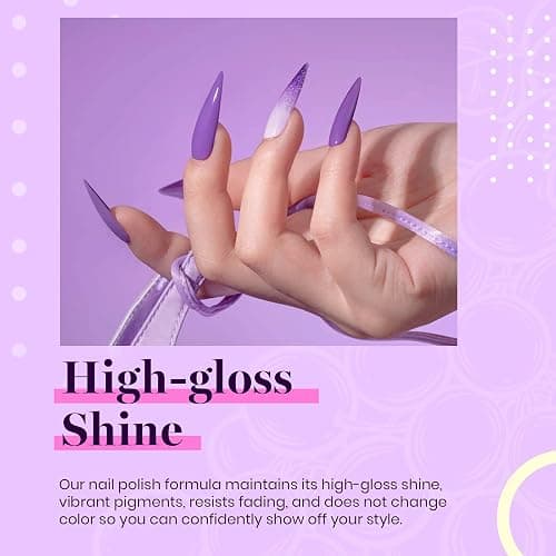 beetles Gel Polish Grape Vine Purple 6 Colors Purple Lavender Dark Lilac Glitter Pink Nail Polish Soak Off Uv LED Gel Nail Kit Salon Diy Nail Art Manicure Salon Home Gifts for Women thumbnail 3