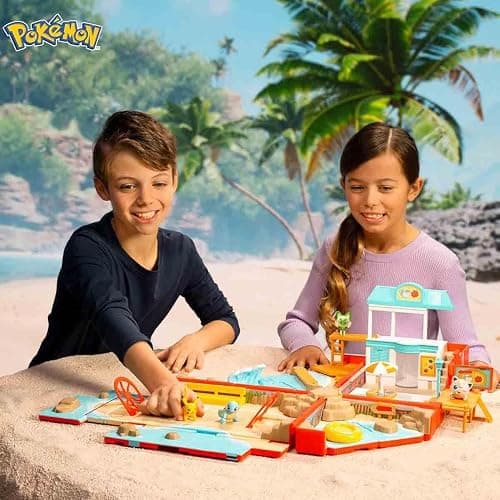 Jazwares Pokémon Carry Case Beach Battle Playset - Portable Transforming Backpack Playset with Action Features and 2-inch Pikachu Battle Figure thumbnail 7