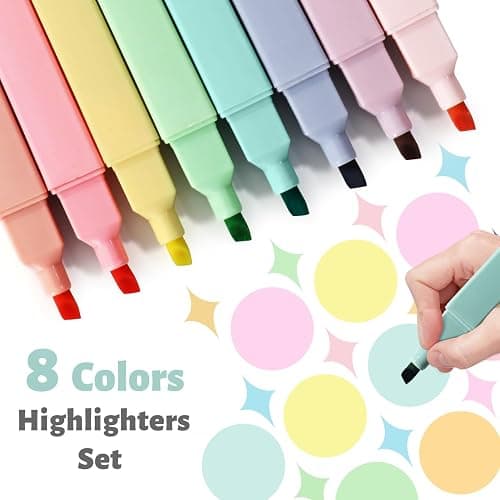 Vitoler Highlighters,8 Colors Chisel Tip Cute Highlighters,No Bleed Bible High lighters for Journaling Planner Notes School Supplies thumbnail 3