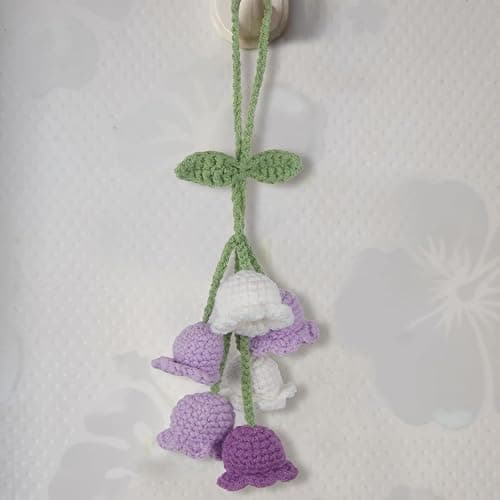 GhuaH Crochet Flower Car Hanging Ornaments Purple Rearview Mirror Hanging Accessories for Women and Girls Cute Crochet Tulip Hanging Plant Decor for Decoration Pendant Car Accessories Pendant thumbnail 7
