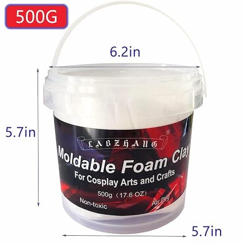 500g Cosplay Foam Clay,Lightweight Sculpting Foam, Air Dry Clay for Cosplay and Costumes,Moldable Foam Clay for Intricate Designs, Cutting or Rotary Tool, Sanding or Shaping (White) thumbnail 2