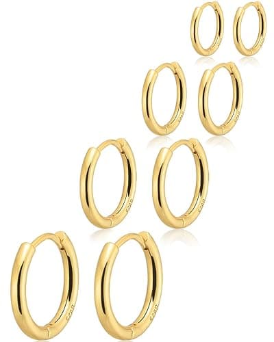 Gokeey Small Gold Huggie Hoop Earrings Set for Women 14K Gold Plated Hypoallergenic Lightweight Earrings for Sensitive Ears Everyday Earrings Sets for Multiple Piercing Cartilage Hoop Earrings Stack Jewelry - Image 1
