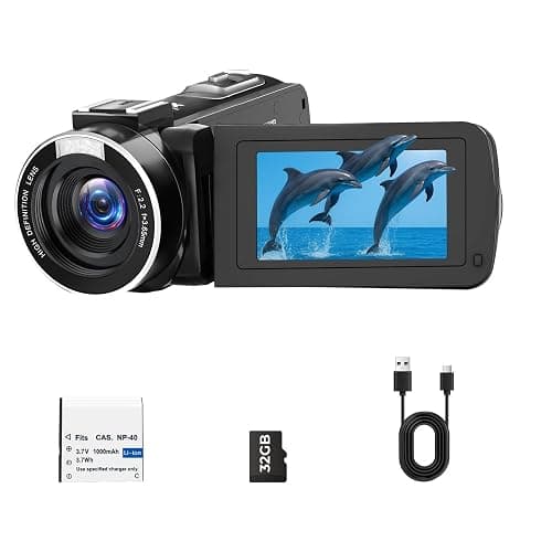Camcorder Video Camera 2.7K 48MP, Vlogging Camera for YouTube with Fill Light — 3" 270° 18X Digital Zoom Flip Screen Webcam Anti-Shake, Digital Camera with 32GB Card for Beginners Kids Teens Gifts - Image 1