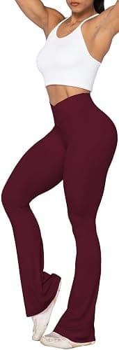 Sunzel Flare Leggings, Crossover Yoga Pants with Tummy Control, High-Waisted and Wide Leg thumbnail 6