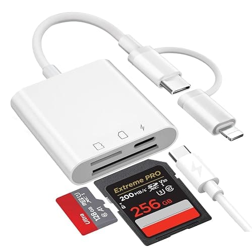 Duale Steckverbinder SD Kartenleser für iPhone iPad mit Aufladung, Lightning & USB C Micro SD/SD Kartenleser, Kamera Speicher kartenleser USB-C OTG Adapter für iPhone 16/15/14/13/12/11/8/7 Serie - Image 1