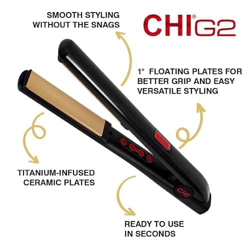 CHI G2 Digital Flat Iron, Straightening Hairstyling Iron For Smooth, Silky Hair, Titanium Infused Ceramic 1" Plates thumbnail 2