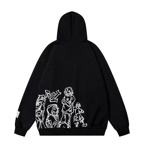Aelfric Eden Mens Graphic Oversized Hoodie Cartoon Character Print Streetwear Casual hoodies y2k Hooded Sweatshirt thumbnail 2