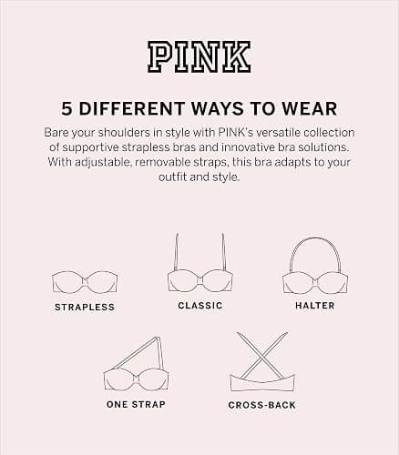Victoria's Secret Women's Pink Wear Everywhere Push Up Strapless Bra, Bras for Women thumbnail 5
