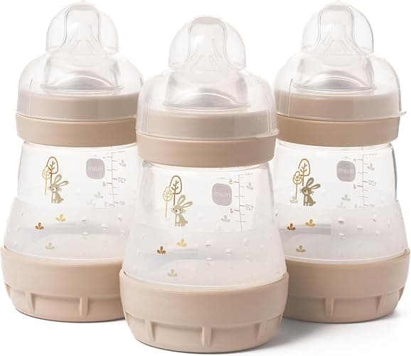 MAM Easy Start Anti-Colic Baby Bottles | 3 Pack (3 x 160ml) | Self-Sterilising Baby Milk Bottle | Slow Flow MAM Teats Size 1 | Newborn Essentials | Green Tea (Various Designs) - Image 1