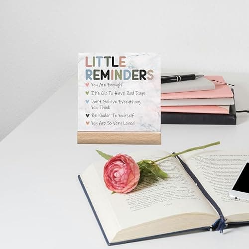 Inspirational Office Desk Decor, Little Reminders Desk Sign, Motivational Gifts for Women, Cute Home Office Decorations for Work, Positive Quotes for Teacher Decorative Sign, Fun Cubicle & Table Decor Signs thumbnail 4