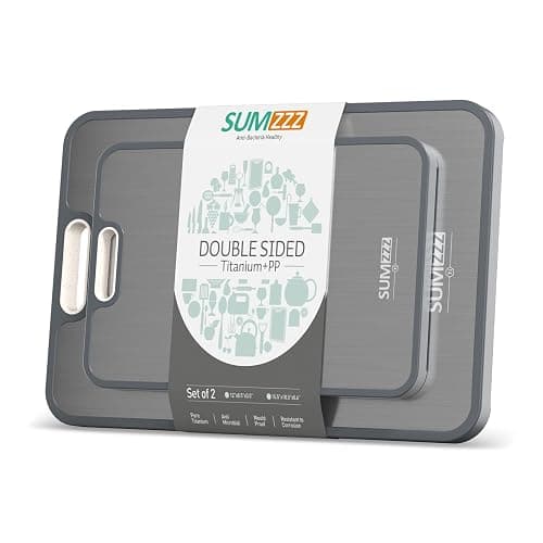 Titanium Cutting Board Double Sided Food Grade, Pure Titanium/PP for Kitchen, Cutting Board Easy to Clean[15.5”*10.5”+12”*8.5”] - Image 1