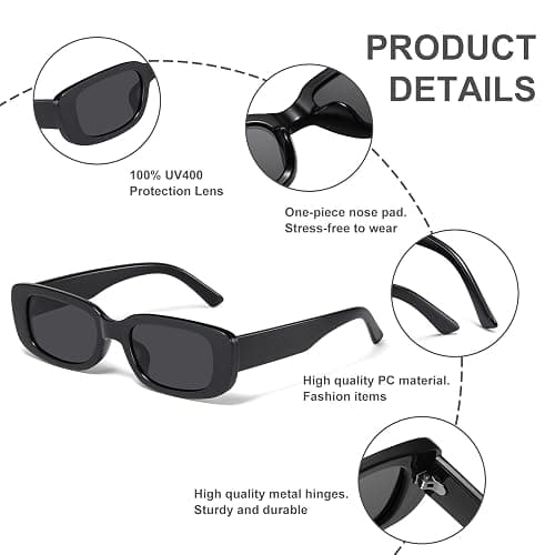 JASPIN Rectangle Sunglasses for Women Men Trendy Y2k Retro 90s Sun Glasses UV Protection Cool Square Frame thumbnail 6