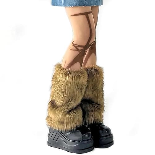 OSPNIEEK Womens Faux Fur Furry Leg Warmers thumbnail 8