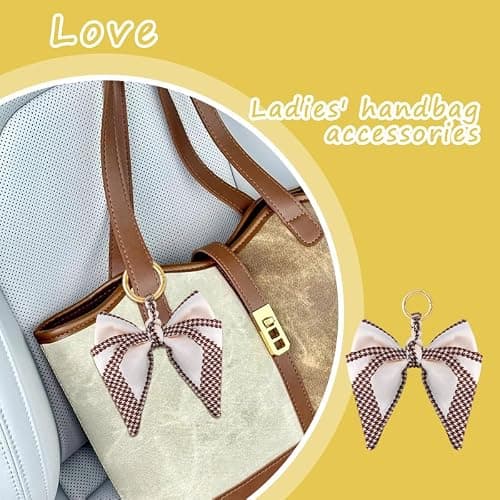 Ancnoz Silky Satin Bow Key Chain for Women Handbags Purse Bowknot Keychain for Ladies Bag Pendant thumbnail 7
