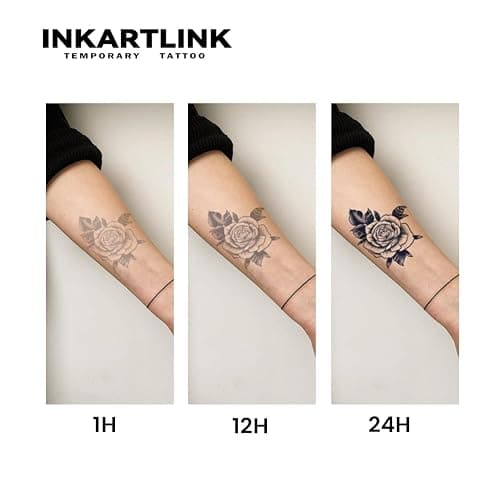 INKARTLINK Tattoo Tech, 2 Sheets Extra Large Semi Permanent Tattoo, Adult Art Design Temporary Tattoos, Lasts 1-2 Weeks, Waterproof, Realistic Look, No Adhesive, No Reflection (Flower)202 thumbnail 6
