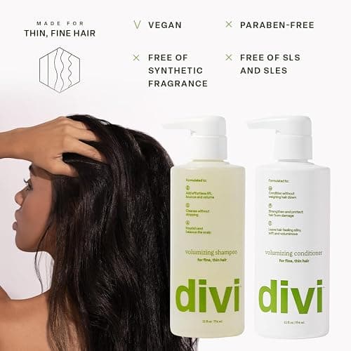 Divi Shampoo and Conditioner Set for Women and Men - Hair Care Duo for All Hair Types, Adds Volume, Lift, and Bounce, Strengthens and Nourishes Hair - Full Size, 2 x 12 Fl Oz thumbnail 2