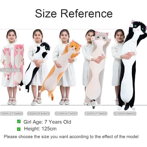Giant Cat Pillow Plush Cartoon Kitty Sleeping Hugging Pillow, Cuddly Soft Long Kitten Body Pillow Doll Cat Cushion Toy for Kids Girlfriend (Yellow, 90cm/35.4inch) thumbnail 5