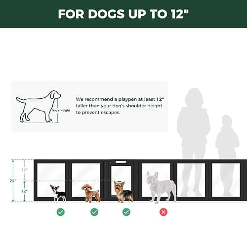 FXW AuraSpace Acrylic Indoor Dog Playpen for Puppies and Small Dogs, 24 Inch, 12 Panels, Black thumbnail 7