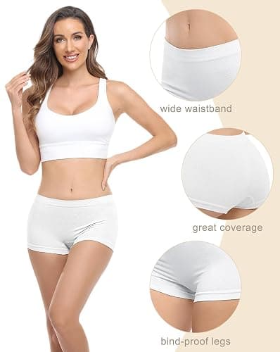 Begrily Boy Shorts Underwear for Women, Ladies Nylon Stretch Comfort Flex Fit Seamless Boyshort Panties Boxer Briefs 5 Pack thumbnail 4