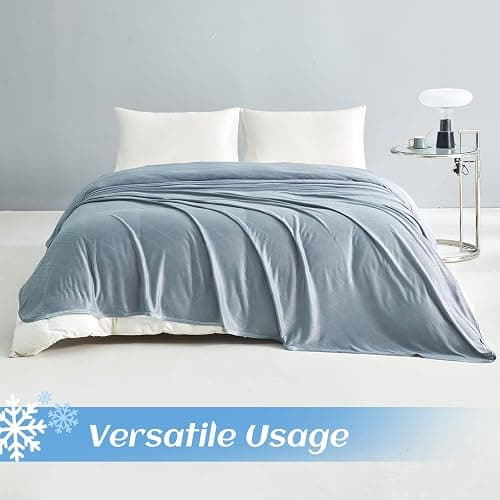 Ailemei Direct 【Upgraded Fabric Cooling Throw Blanket for Hot Sleepers, Lightweight Breathable Summer Bed Blankets, Q-Max >0.5 Jade Fiber,Keep Body Cool Hot Flashes Night Sweats,50"x70" thumbnail 7
