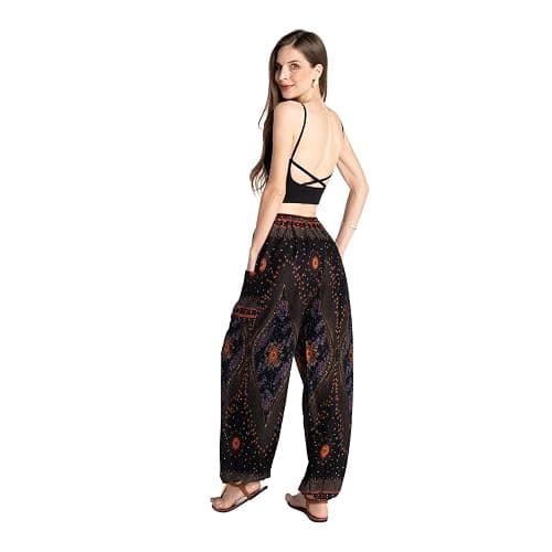 Tranquil Threads Women's Harem Pants with Pockets and Drawstring, Hippie Boho Yoga Clothes thumbnail 4