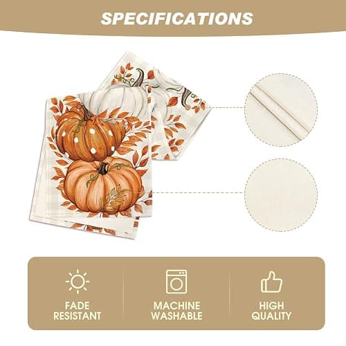 Artoid Mode Buffalo Plaid Orange Pumpkins Eucalyptus Fall Table Runner, Autumn Thanksgiving Kitchen Dining Table Decoration for Home Party Decor 13x36 Inch thumbnail 5