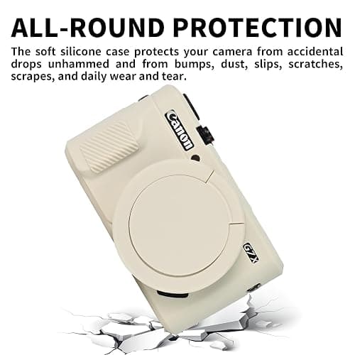 Easy Hood G7X Mark II Case, Protective Case for Canon Powershot G7X Mark II Digital Camera, Removable Lens Cover Silicone Sleeve Soft Camera Cover Rubber Protective Body Skin- Beige thumbnail 3