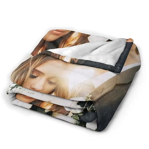 QETXVI Custom Blanket with Photos Text Customized Blanket Personalized Flannel Throw Blankets for Adult Kid Birthday Christmas Halloween Fathers Mothers Valentines Gift - 40"x 50" thumbnail 3