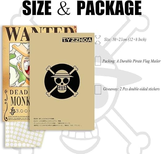 TYZZHOA 25PCS Anime [OP] Wanted Posters 30×21cm, New Bounty Edition, Straw Hat Pirates Crew Nika Luffy 3 Billion, Zoro, Sanji, [OP] Anime Gifts(Retro) thumbnail 3
