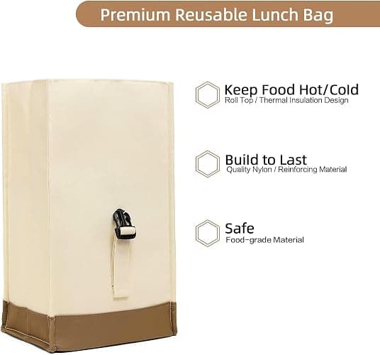 SUNNY BIRD Insulated Lunch Bag Rolltop Lunch Box Medium Lunch Cooler Tote for Women, Girls, Teens and Adults (White) thumbnail 6