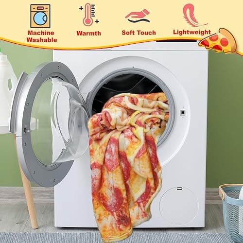 HDFK Pizza Blanket for Kids Double Sided Adult Size Red Pepperoni Realistic Food Fleece Cheese Fluffy Throw Blankets Flannel Funny Novelty Present 60 inches Round Lightweight White Elephant Christmas thumbnail 8