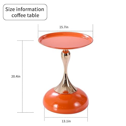 Sleek Hourglass Side Table - Stylish Modern Design Perfect for Living Rooms, Cafes, Dining Areas, Bedrooms, and Outdoors - Chic Decorative Accent (1, Hermes Orange) thumbnail 2