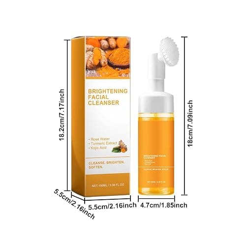 2 Pcs Turmeric Foaming Face Wash, Deep Cleansing Glow Wash Turmeric Facial Cleanser With Brush. thumbnail 8