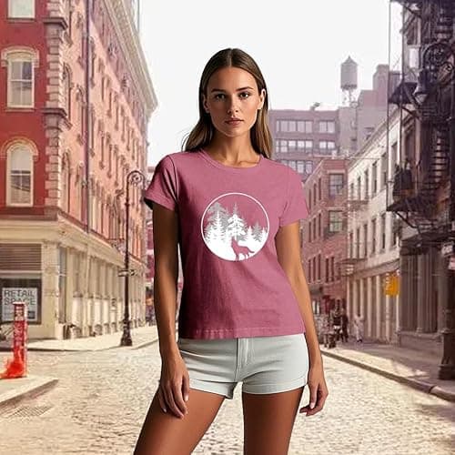 TUPOSU Womens Wolf T-Shirts Alpha Wolf Shirts Wolves Lovers Short Sleeve Tee Tops thumbnail 5