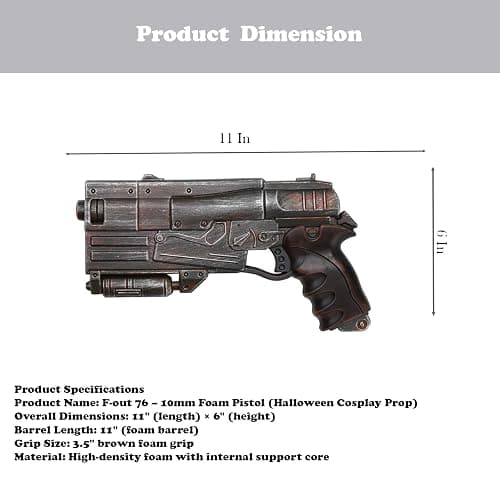 LALAPORT F-Out 76 – 10mm Foam Replica | Halloween Cosplay Prop Collectible for Display & Costume Metallic Grey thumbnail 3