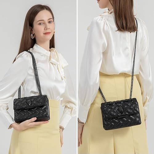 Rejolly Rainbow Stripe Crossbody Shoulder Bag for Women Color Blocking PU Leather Colourful Purse with Chain Strap | PU Leather, with Chain Strap thumbnail 2