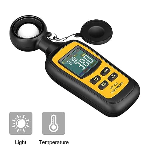 Light Meter Digital Illuminance Meter Handheld Ambient Temperature Measurer, Range up to 200,000 Lux, Luxmeter with 4 Digit Color LCD Screen thumbnail 3