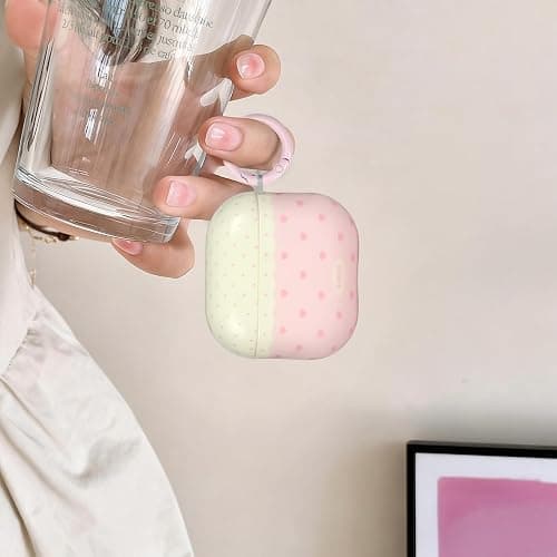 COTYPOFLIYTT Compatible with AirPods 4th Generation Case with Cleaner Kit，Cute Heart Polka Dot Aesthetic Design Girly Women Keychain Soft TPU Protective Cover for AirPods 4 -Pink Heart thumbnail 7
