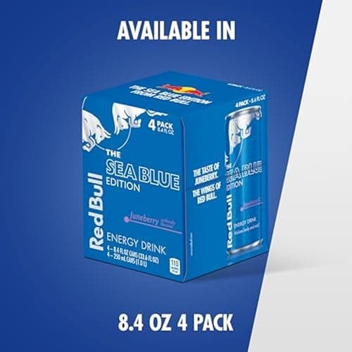 Red Bull Sea Blue Edition Energy Drink, Juneberry, with 80mg Caffeine plus Taurine & B Vitamins, 8.4 Fl Oz, Pack of 24 Cans thumbnail 9
