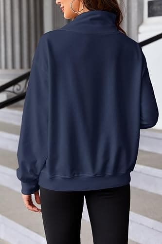Fisoew Women's Oversized Turtleneck Sweatshirt Long Sleeve Pullover Casual Tops thumbnail 4