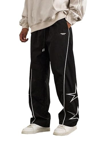 SOFIA'S CHOICE Men's Baggy Pants Wide Leg Striped Star Casual Y2k Pant with Pocket Streetwear - Image 1