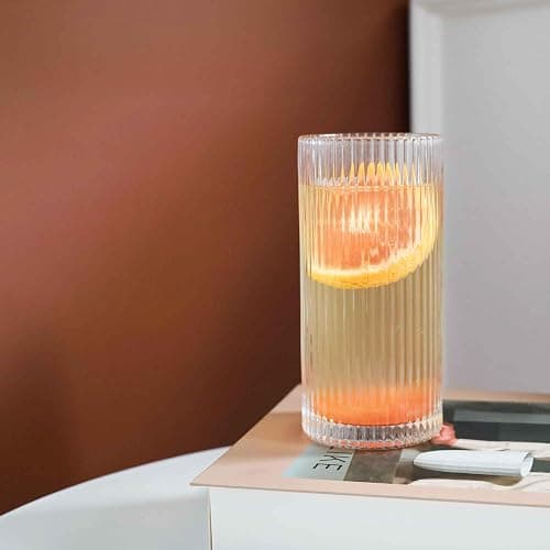 Eden & Willow Striped Highball Glasses | Durable and Stylish, Tumblers for Cocktails, Hot and Cold Drinks (Set of 6, 350ml) thumbnail 9